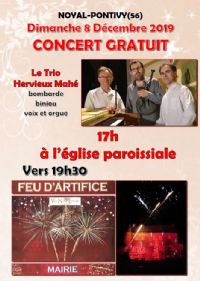 Concert Gratuit du Trio Hervieux-Mahé. Le dimanche 8 décembre 2019 à NOYAL PONTIVY. Morbihan.  17H00